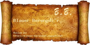 Blaser Berengár névjegykártya